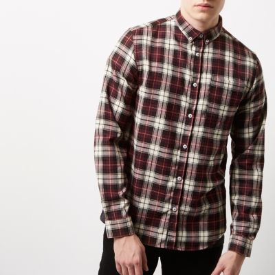 Red check casual shirt